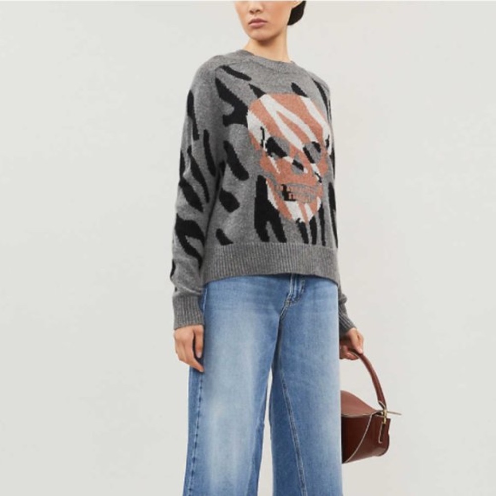 Skull Cashmere Jaden Skull and Animal Print Sweater Size Small